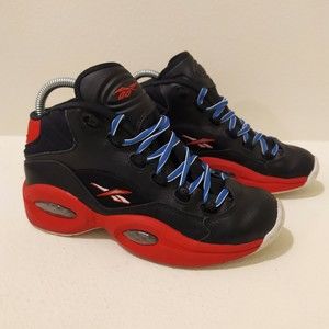 Reebok Question Mid SS Basketball Shoes Black/Red/Blue Sixers (AR1958) Sz 5